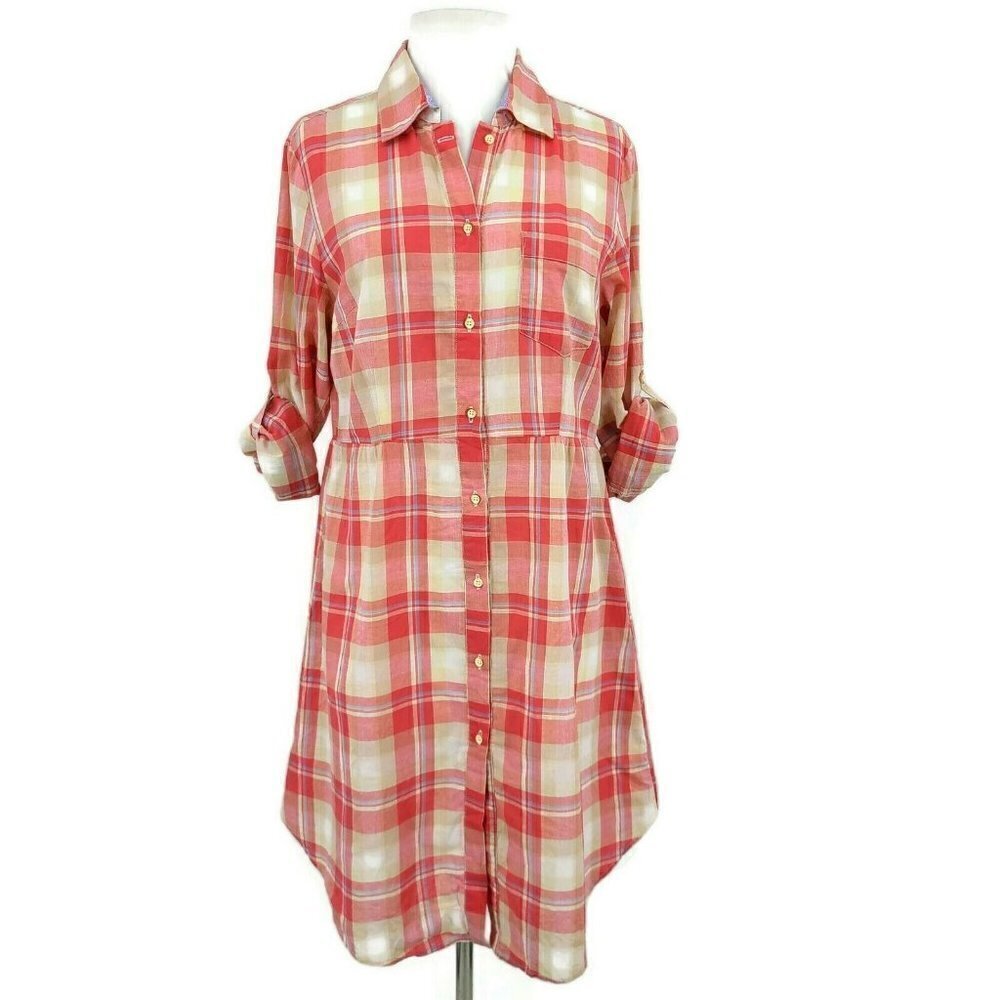 New Isabella Sinclair Plaid Shirt Dress Small